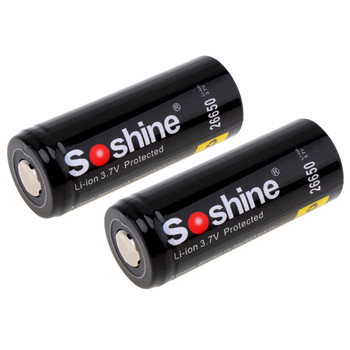 Soshine Cell PCB 26650 Battery 3.7V 5500mAh 26650 Li-ion Rechargeable Battery with Protected PCB for LED Flashlights Headlamps