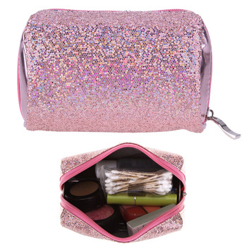 Sequins Portable Cosmetic Bag Multifunction Toiletry Organizer Zipper Makeup Bag Women Makeup Pouch Bling Toiletry Organizer