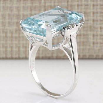 Big Blue CZ Cubic Zircon Stone Silver Rings for Women Fashion Jewelry Valentines Day Gift