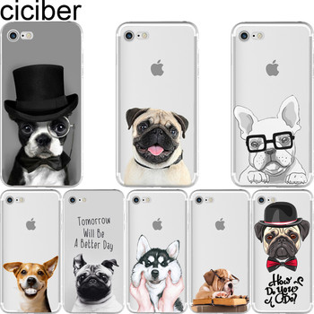 ciciber Animal Cute Pug Dog Pattern Design Soft Silicon Phone Cases Cover for IPhone 6 6S 7 8 Plus 5S SE X Capinha Coque Fundas