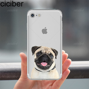 ciciber Animal Cute Pug Dog Pattern Design Soft Silicon Phone Cases Cover for IPhone 6 6S 7 8 Plus 5S SE X Capinha Coque Fundas