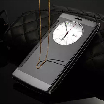 Luxury Slim Smart Circle View Auto Sleep Electroplating Hard Mirror Flip Cover Phone Cases Clear View Case For LG G4 H818 H815