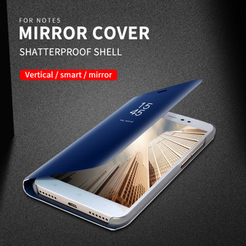 Smart Mirror Clear View Case For Xiaomi Redmi 4X 5 Plus Note 5A PU Leather Kickstand Full Cover For Xiaomi Redmi 5 MIX 2 Case