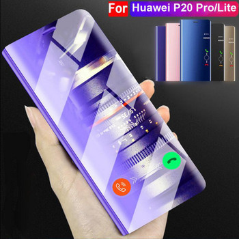 MAYROUND Luxury Smart Flip Clear View Mirror Leather Book Case Protection Phone Cases Covers For Huawei P20 Lite Pro Mate 10