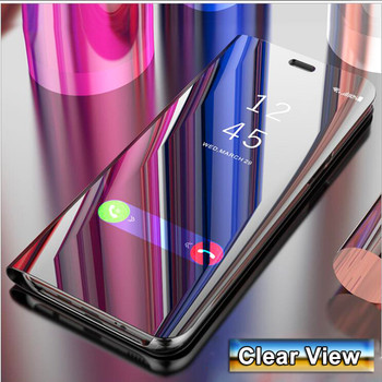 MAYROUND Luxury Smart Flip Clear View Mirror Leather Book Case Protection Phone Cases Covers For Huawei P20 Lite Pro Mate 10