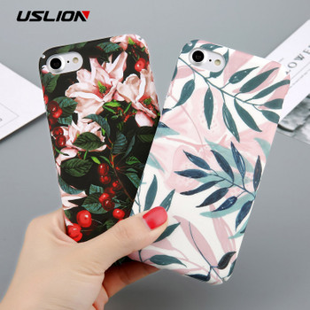USLION Case For iPhone 6 Flower Cherry Tree Hard PC Phone Cases Candy Colors Leaves Print Cover Coque For iPhone 6 6s 7 8 Plus