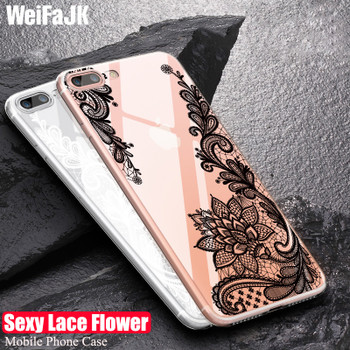 WeifaJK Luxury Lace Phone Case For iPhone 8 7 6 6s 5 5s SE Coque Flower Silicone Soft Cover For iPhone 6 6s 7 8 Plus Case Fundas