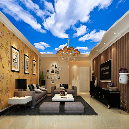 Custom Ceiling Wallpaper Blue Sky And White Clouds Murals For The
