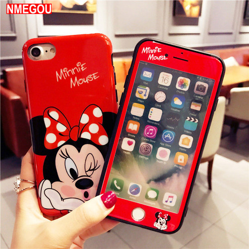 For Iphone Xs Max Xr X Cartoon Minnie Mickey Mouse Donald Daisy Duck Soft Case Glass For I Phone 8 7 6 6s Plus Cute Full Cover Onshopdeals Com