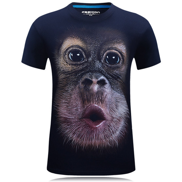 2018 summer Men's brand clothing O-Neck short sleeve animal T-shirt monkey/lion 3D Digital Printed T shirt Homme large size Imported