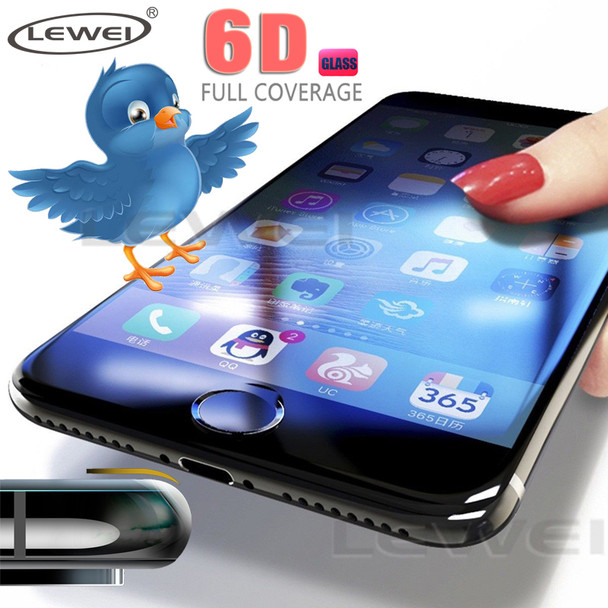 LEWEI 5D Tempered Glass for iPhone X Curved Edge Full Cover New 4D Tempered Glass for iPhone 8 7 6 6s Plus Screen Protector Film