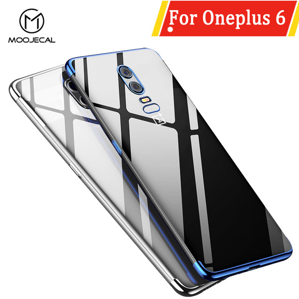 MOOJECAL For Oneplus 6 Smart Phone Cases Clear Plating Soft Cover For One Plus 6 Case Protective Back Cover For Oneplus 6