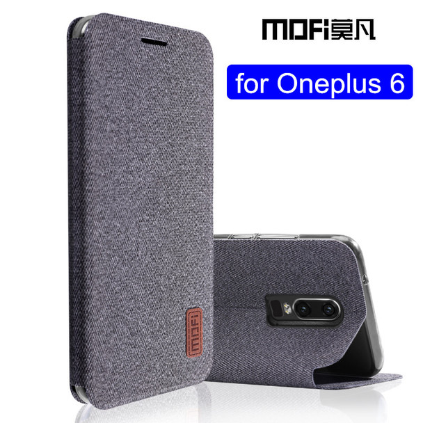 oneplus 6 case 1+6 flip cover silicone fabric protective case oneplus6 capas kickstand MOFi original one plus 6 case