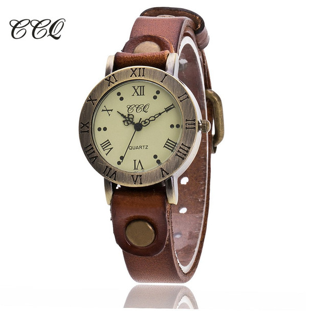 CCQ Brand Vintage Cow Leather Bracelet Watch Women WristWatch Casual Luxury Quartz Watch Relogio Feminino