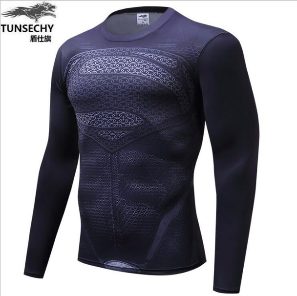 2018 NEW Top quality compression t-shirts Superman/spider man/captain America  t shirt man shirts man t shirts