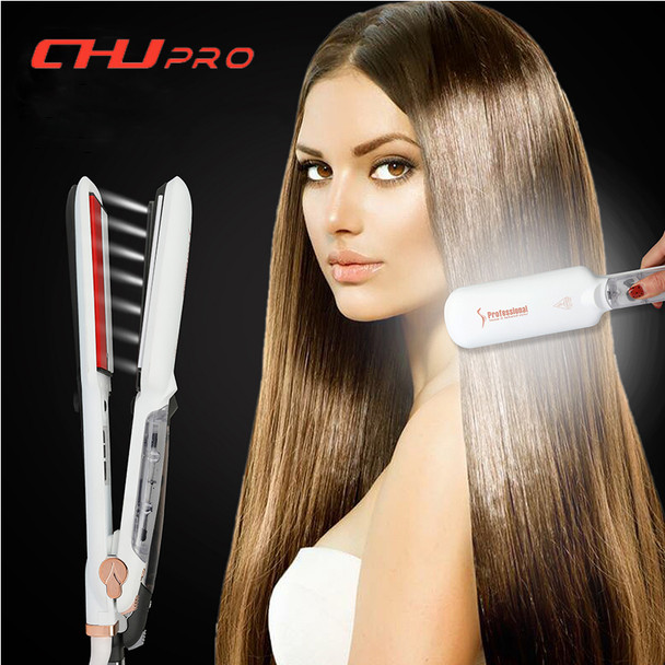 CHJ Professional Hair Straighteners Ultrasonic Infrared Hair Iron Ceramic Hair Flat Iron Vapor Chapinha Steam Hair Straightener