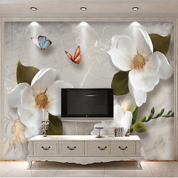 Custom Mural Wallpaper 3d Stereo Relief Flowers Butterfly Fresco Modern Simple Living Room Tv Sofa Background Wall Paper For 3 D Onshopdeals Com