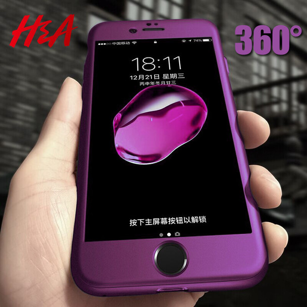 H&amp;A Luxury 360 Protective Case For iPhone 7 6 6s Plus Full Hard PC Phone Case For iPhone 8 6 6s 7 Plus Cover With Tempered Glass