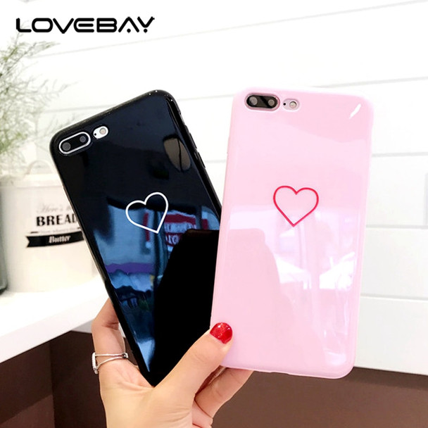 Lovebay Phone Case For iPhone 6 6s 7 8 Plus X Fashion Cute Cartoon Love Heart Smooth Soft TPU For iPhone 7 Couples Phone Case