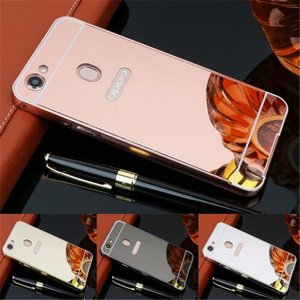 Luxury Aluminum For OPPO F7 Phone case Metal Frame Acrylic Rose Gold Mirror Back Cover For OPPO F7 F 7 Case 6.2 inch