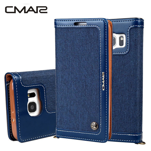 Note 9 Denim Magnetic Flip PU Leather Wallet Case For Samsung Galaxy s9 S8 plus S7 S7 edge Note 8 Holder Case Cover Handcord