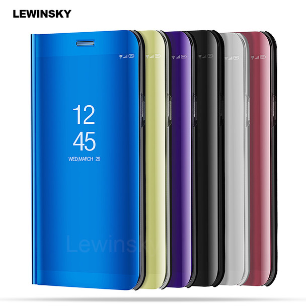 Luxury Clear View Mirror Smart Case For Xiaomi Redmi 4X Leather Flip Stand Phone Protection Cover For Xiaomi mi Al X2 5X 6 Case