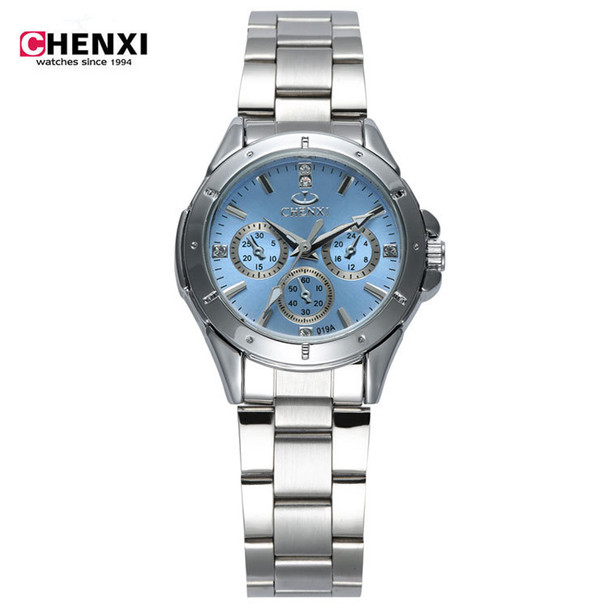 relogio feminino CHENXI Watches Women Top Brand Luxury Fashion&amp;Casual Full Steel Three Eye Women Rhinestone Watch hours