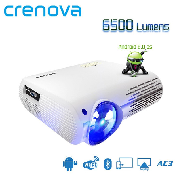 CRENOVA 2018 Newest Video Projector For Full HD 4K*2K Home Theater Projectors With 5G WIFI Android 6.0 OS 6500 Lumens Proyector