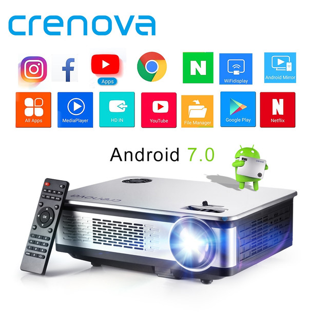 CRENOVA Android Projector With Android 6.0 7.1 OS WIFI Bluetooth Projector For Full HD 4K*2K Home Theater Movie Beamer Proyector