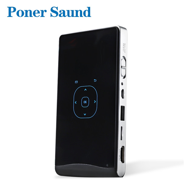 Poner Saund DLP100WM MINI Projector Android Beamer Built-in WIFI Bluetooth, 2000mAH Battery HDMI Support 1080P, Portable Theater