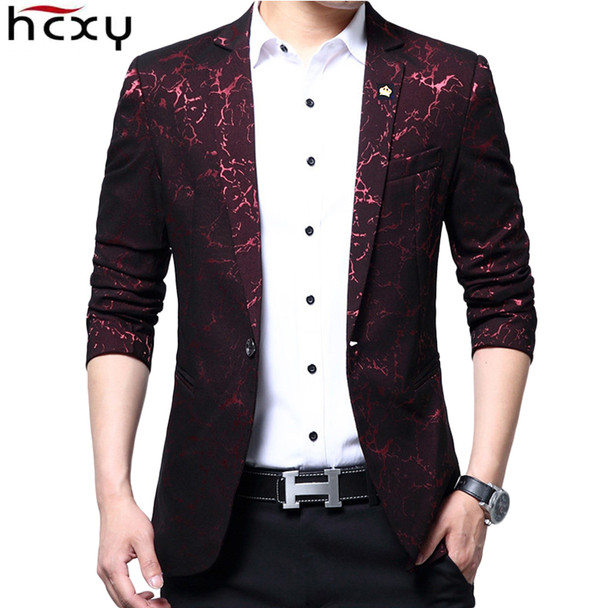 HCXY Brand 2018 new blazer men's Wedding Jackets casual business suit men printing Suit jacket Male blazers suits  size M-3XL