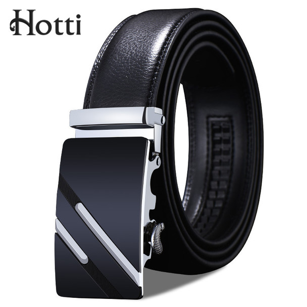 [Hotti] 2018 Brand Men Fashion Business Belts Genuine Leather Strap Male Belt for Man Jeans Automatic Buckle Belt Erkek Kemeri	