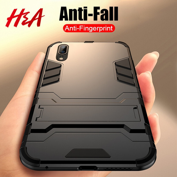 H&amp;A Luxury Armor Phone Case For Huawei P20 Lite P20 Pro PC + TPU Hard Shockproof Cover For Huawei Honor 9 10 Lite Stand Cases