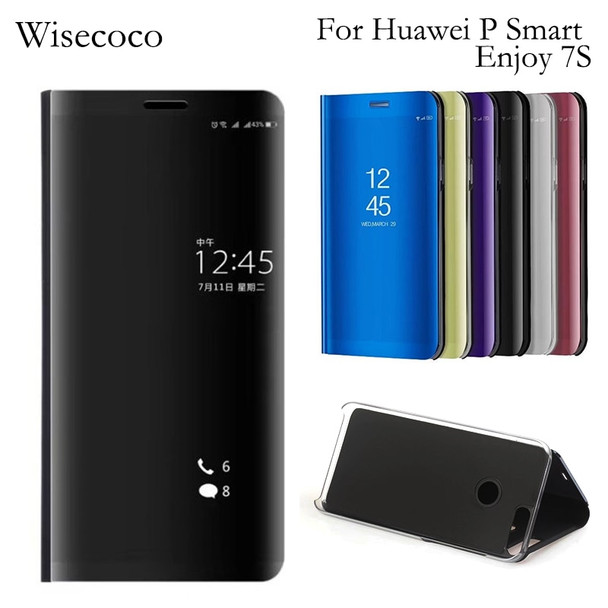 Luxury Flip Stand Touch Case For huawei P smart Leather Clear View Phone Cases For hawei enjoy 7s Psmart huwei Cover for p smart