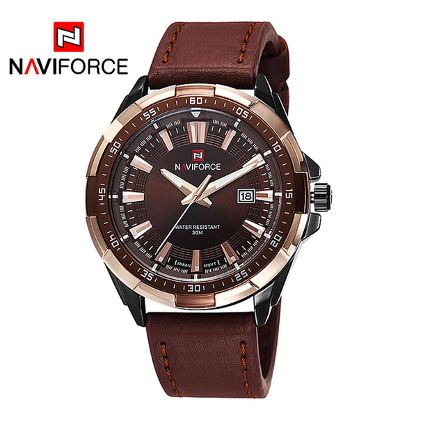 2018 New NAVIFORCE Brand Men Quartz Watches Leather Waterproof Analog Watches Mens Date Casual Clock Rome Time Relogio Masculino