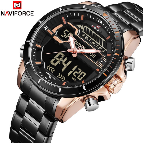 NAVIFORCE New Luxury Men LED Quartz Watch Men's Fashion Military Sport Watches Male Date Digital Analog Clock Relogio Masculino