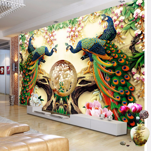 Custom 3D Wall Mural Wallpaper 3D Non-woven Peacock Living Room TV Background Large Wall Painting Murales De Pared 3D Wallpaper Custom 3D Wall Mural Wallpaper 3D Non-woven Peacock Living Room TV Background Large Wall Painting Murales De Pared 3D Wallpaper