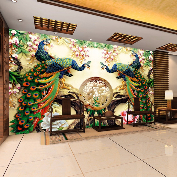 Custom 3D Wall Mural Wallpaper 3D Non-woven Peacock Living Room TV Background Large Wall Painting Murales De Pared 3D Wallpaper Custom 3D Wall Mural Wallpaper 3D Non-woven Peacock Living Room TV Background Large Wall Painting Murales De Pared 3D Wallpaper