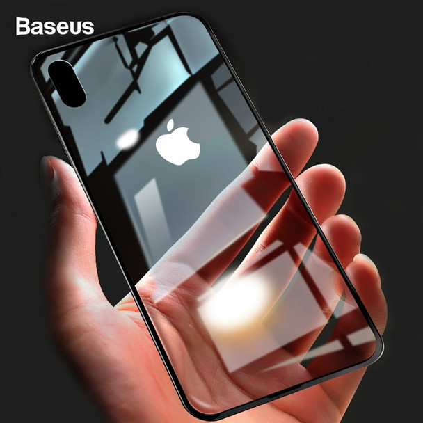 Baseus Clear Glass Case For iPhone X 10 Cover Soft TPU Edge Tempered Glass Back Cover For iPhone X Toughened Glass Phone Cases