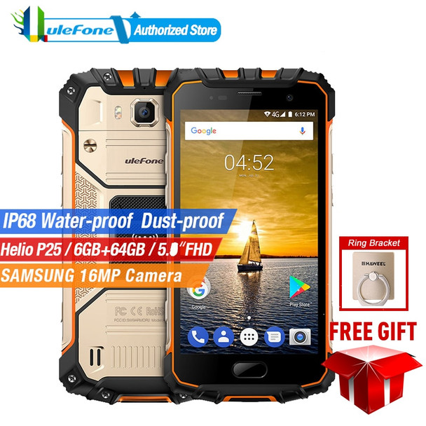 Ulefone Armor 2 Android 7.0 4G Smartphone IP68 Waterproof 5.0'' Helio P25 Octa Core Mobielphone 6GB 64GB NFC 16MP+13MP 4700mAh