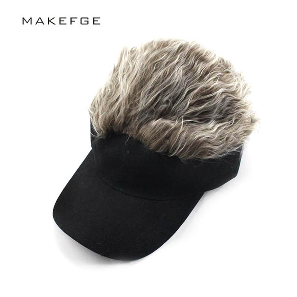  Wig hat Novelty Adjustable Visor with Spiked Hair Joke Gag Visor Hat Cap Party Man Snapback Caps Hip Hop-2022