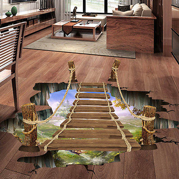 3D Wall Stickers Bridge Floor/Wall Sticker Removable Mural Decals Vinyl Art Living Room Decors