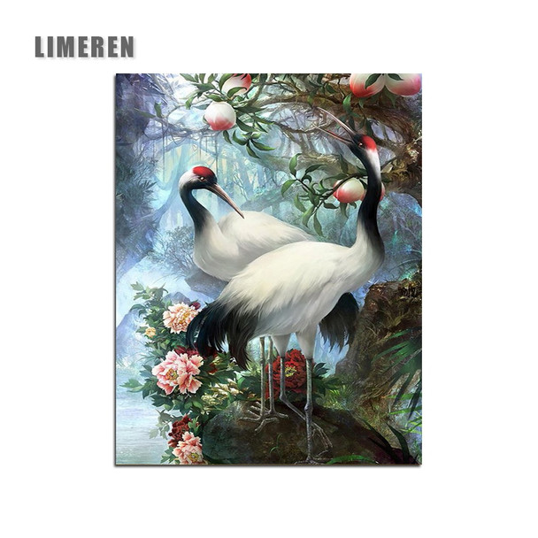 Hand painted Birds Red-crowned Crane Painting By Numbers Paint Kits Oil Painting Number Canvas Pictures Living Room Office Decor