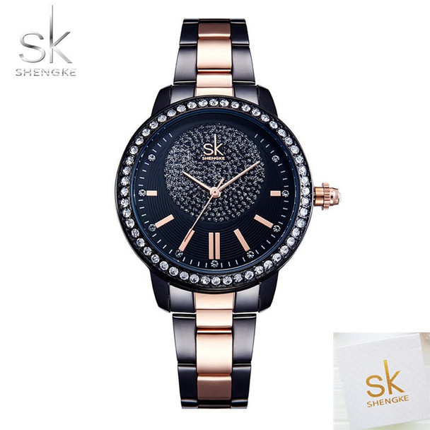 SK Fashion Brand Ladies Quartz Watch Women Casual Dress Wristwatch Rhinestone Bracelet Watch Rose Gold Crystal reloje mujer