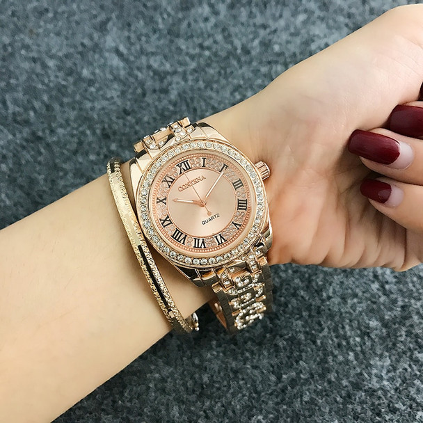 CONTENA Fashion Roman numerals Watch Women Bracelet Watches Diamond Women's Watches Rose Gold Ladies Watch Clock reloj mujer