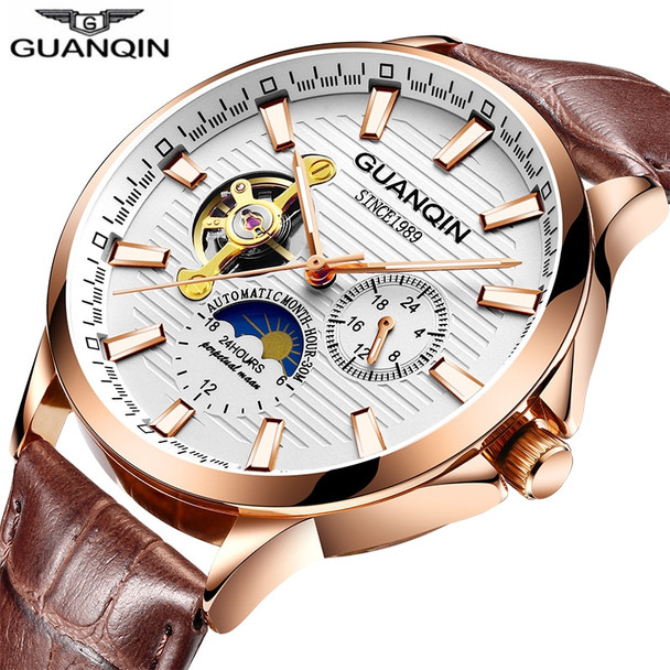 GUANQIN 2018 business watch men Automatic Luminous clock men Tourbillon waterproof Mechanical watch top brand relogio masculino