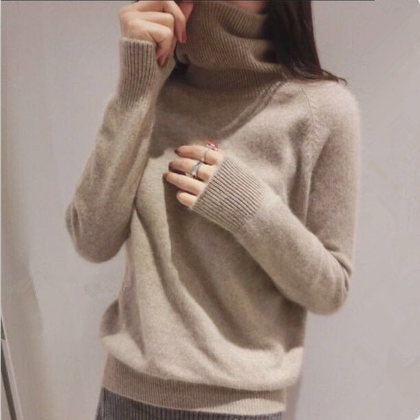 Gejas Ainyu 18autumn winter cashmere sweater female pullover high collar turtleneck sweater women solid color lady basic sweater