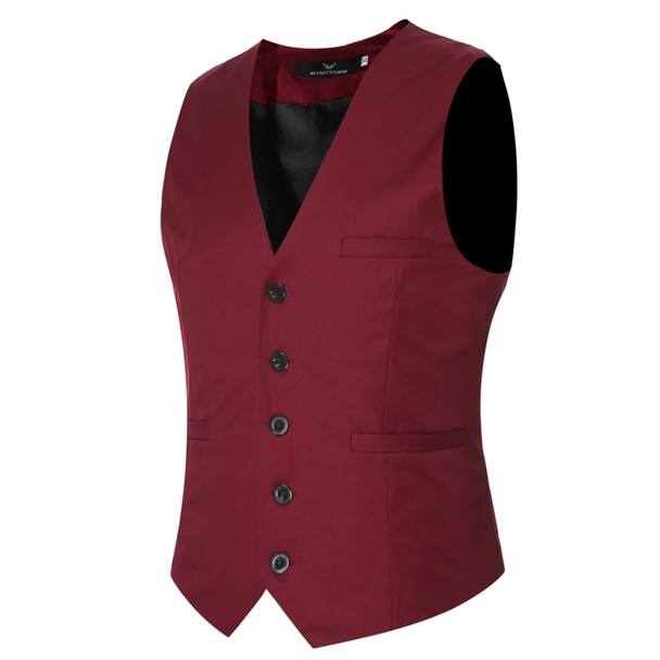 MarKyi plus size 6xl fashion slim fit sleeveless mens wedding waistcoats 9 colors solid waistcoat men dress vests 