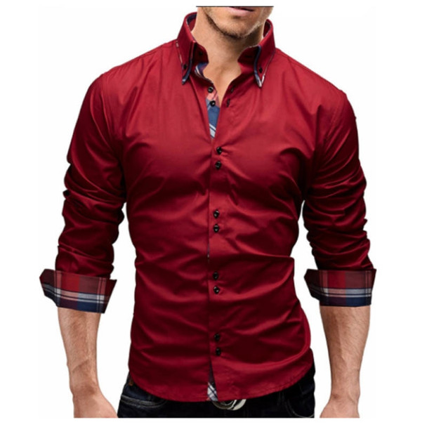 Men Shirt 2018 Spring New Brand Business Men'S Slim Fit Dress Shirt Male Long Sleeves Casual Shirt Camisa Masculina XXXL