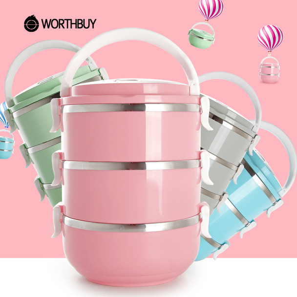 WORTHBUY Japanese Thermal Lunch Box Stainless Steel Food Containers Storage Portable Kids Bento Lunch Box For School Picnic Set